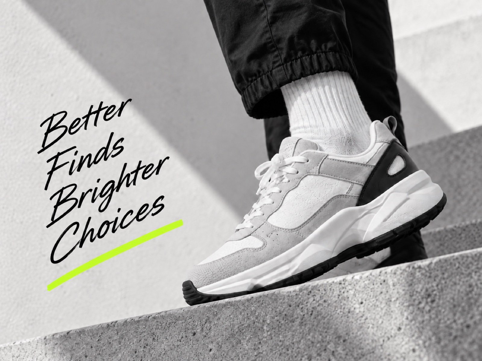 Unbranded sneaker on concrete steps
